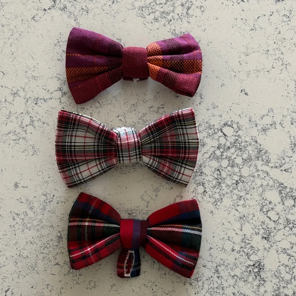 Lot of Little Mister Plaid Bow Ties - Red, Purple, and Multicolor